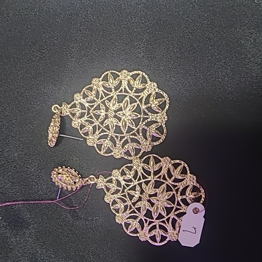 GOLD FILIGREE LACY 2" DANGLE EARRINGS